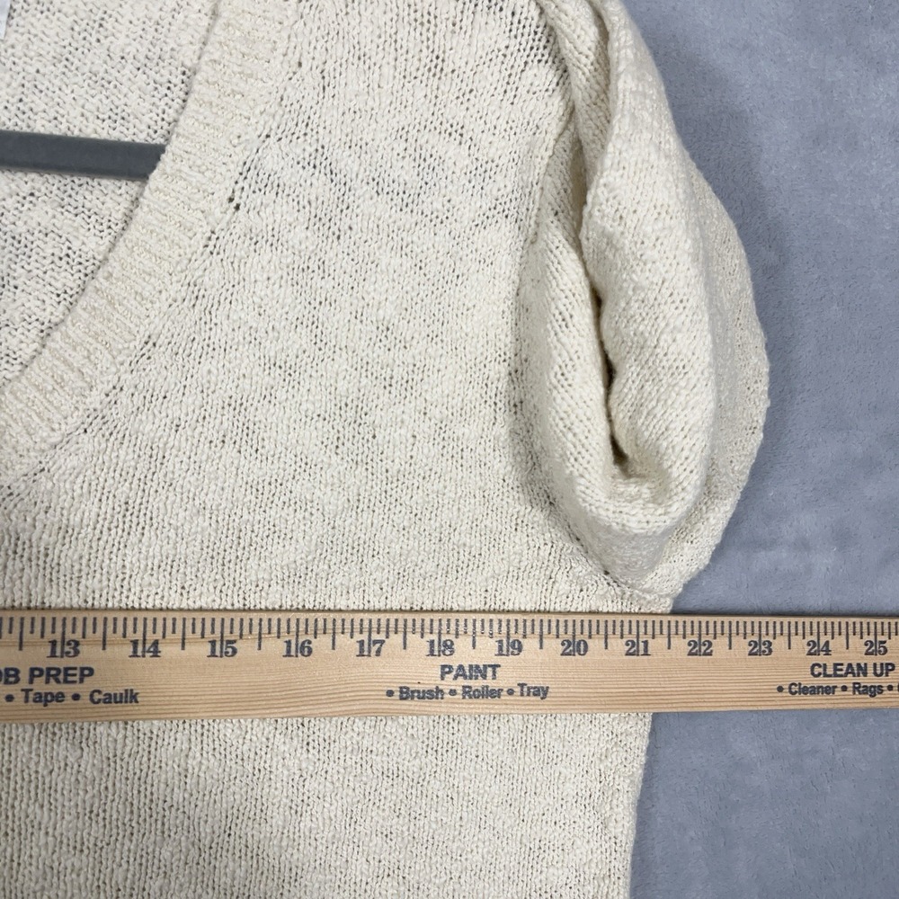 J.‎ Crew Womens Beige V-Neck Sweater L Cotton Blend Pullover Preppy Comfy Casual - Picture 4 of 8